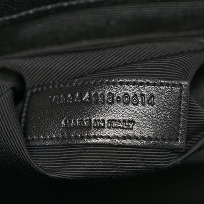 Saint Laurent Grain De Poudre Matelasse Chevron Large Monogram Satchel Black 7 of 10