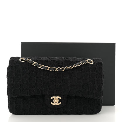 Chanel Tweed Quilted Medium Double Flap Black 13 of 13