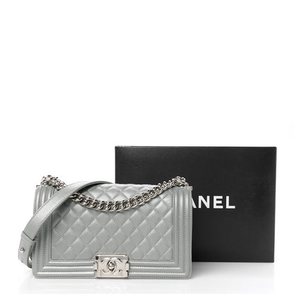Chanel Metallic Caviar Quilted Medium Boy Flap Silver 11 of 11