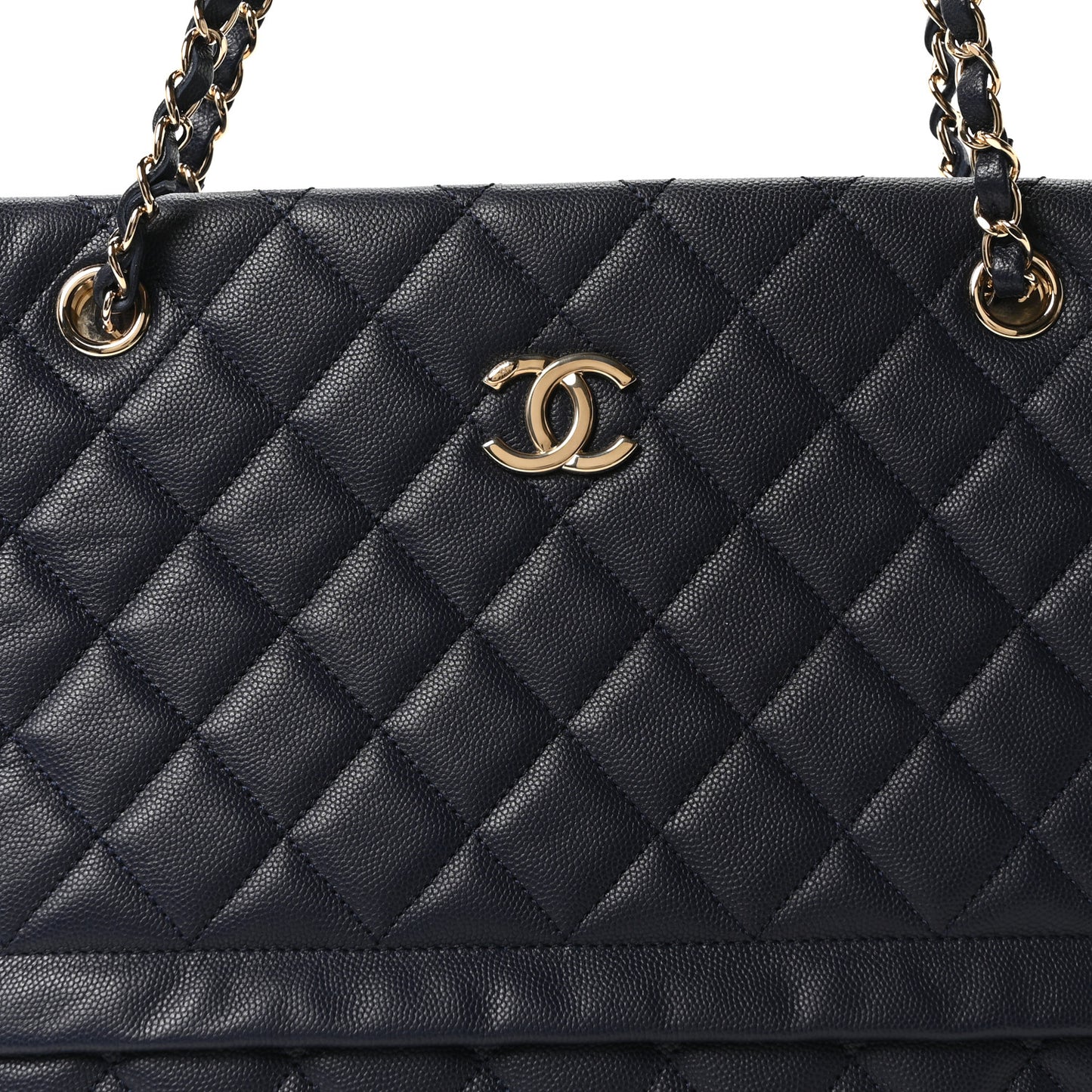 Caviar Quilted Rolled Up Tote Navy