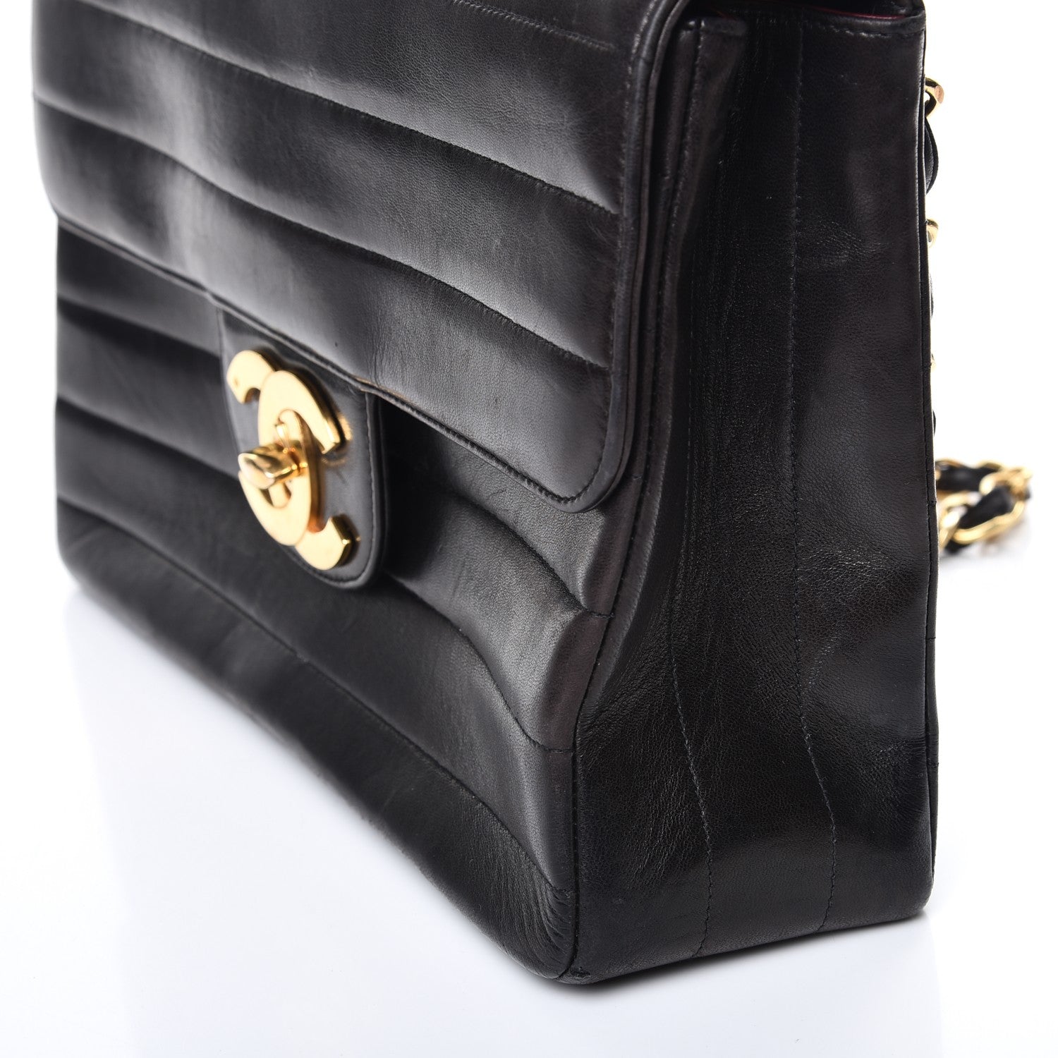 Chanel Lambskin Horizontal Quilt Jumbo Single Flap Black 13 of 14