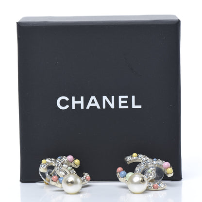 Chanel Crystal Resin Pearl CC Drop Earrings Gold Multicolor 5 of 5