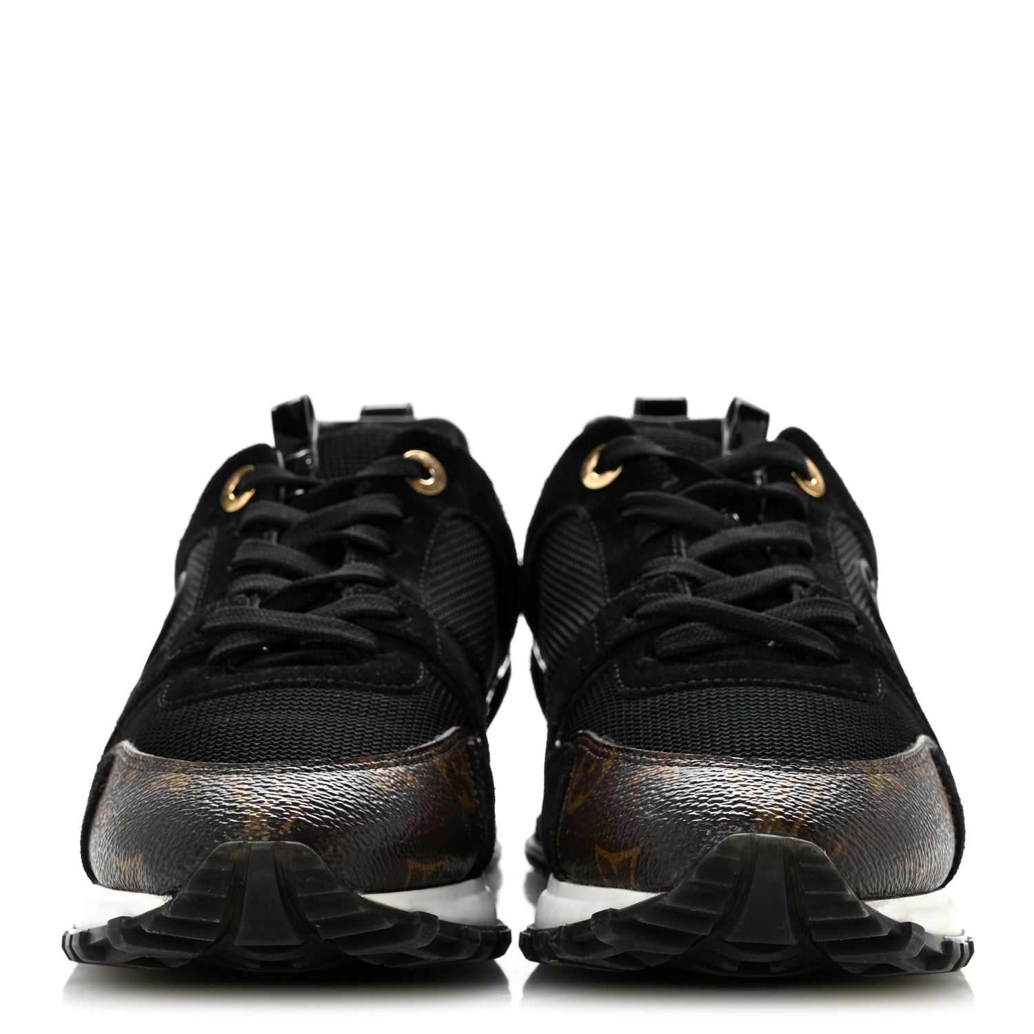 Louis Vuitton Suede Calfskin Recycled Monogram Nylon Run Away Sneakers 38 Black 3 of 10