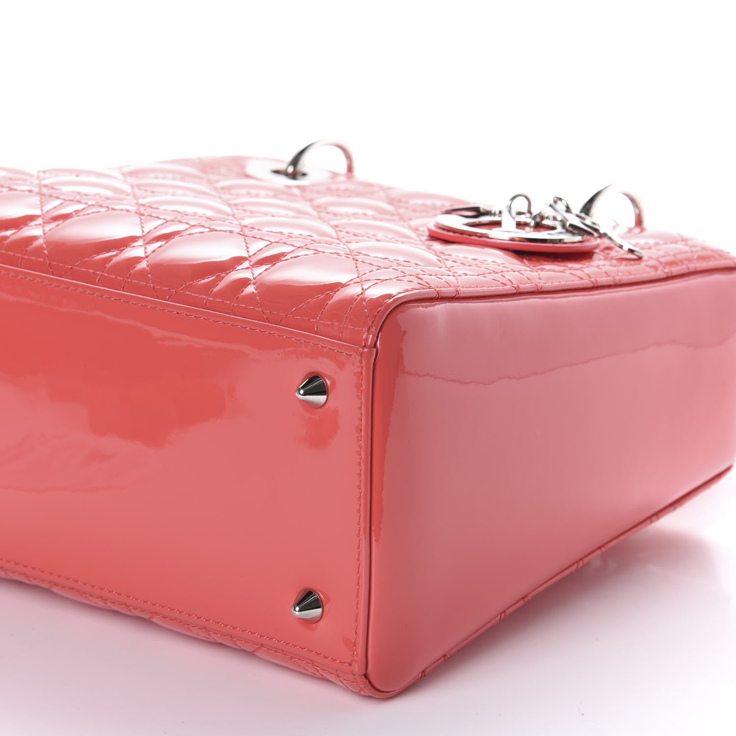 Christian Dior Patent Cannage Medium Lady Dior Coral 8 of 12