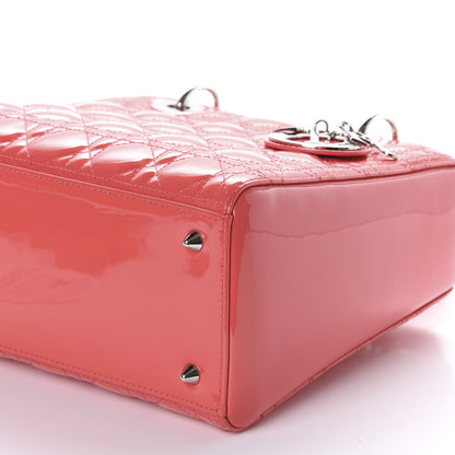 Christian Dior Patent Cannage Medium Lady Dior Coral 8 of 12