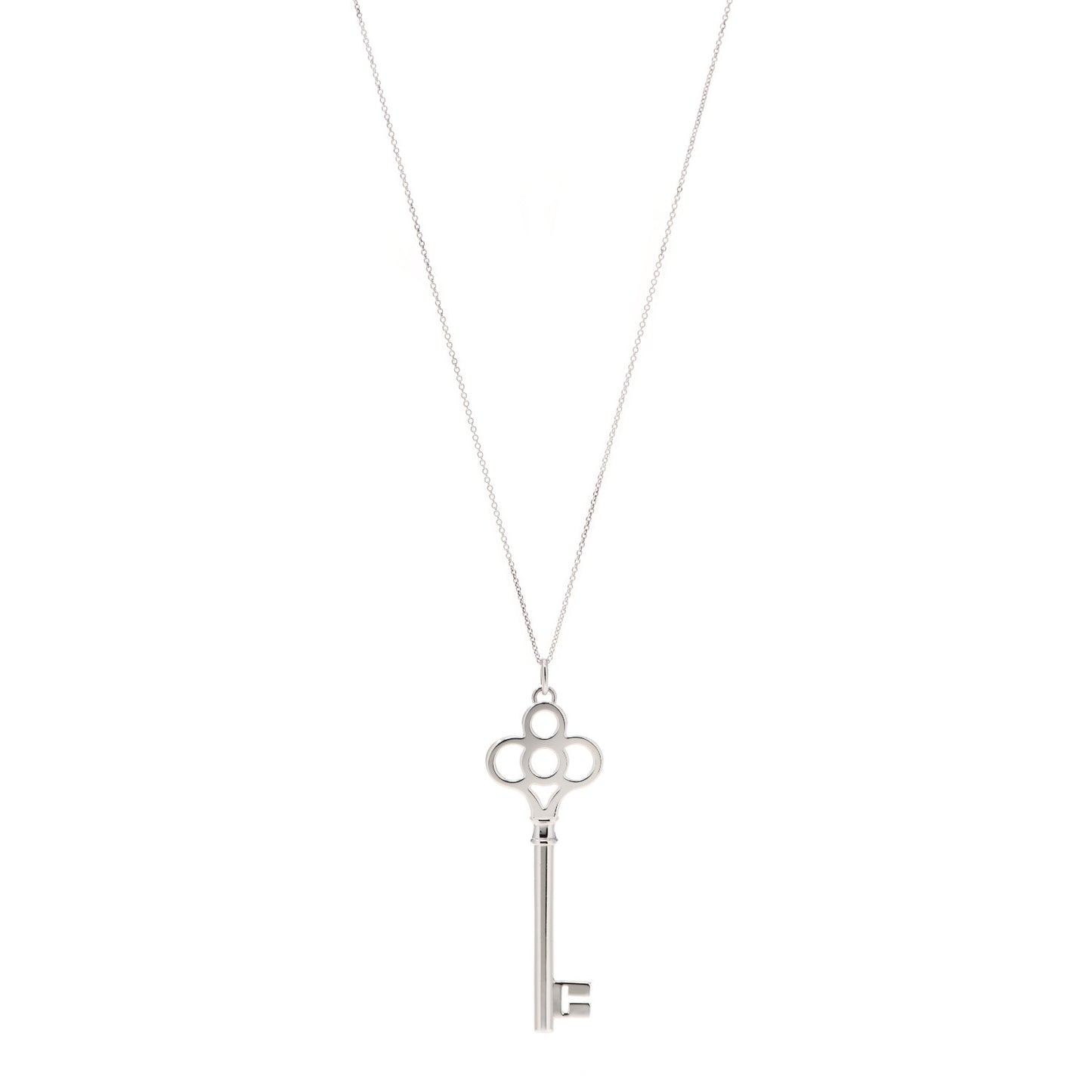 Sterling Silver Large Crown Key Pendant Necklace
