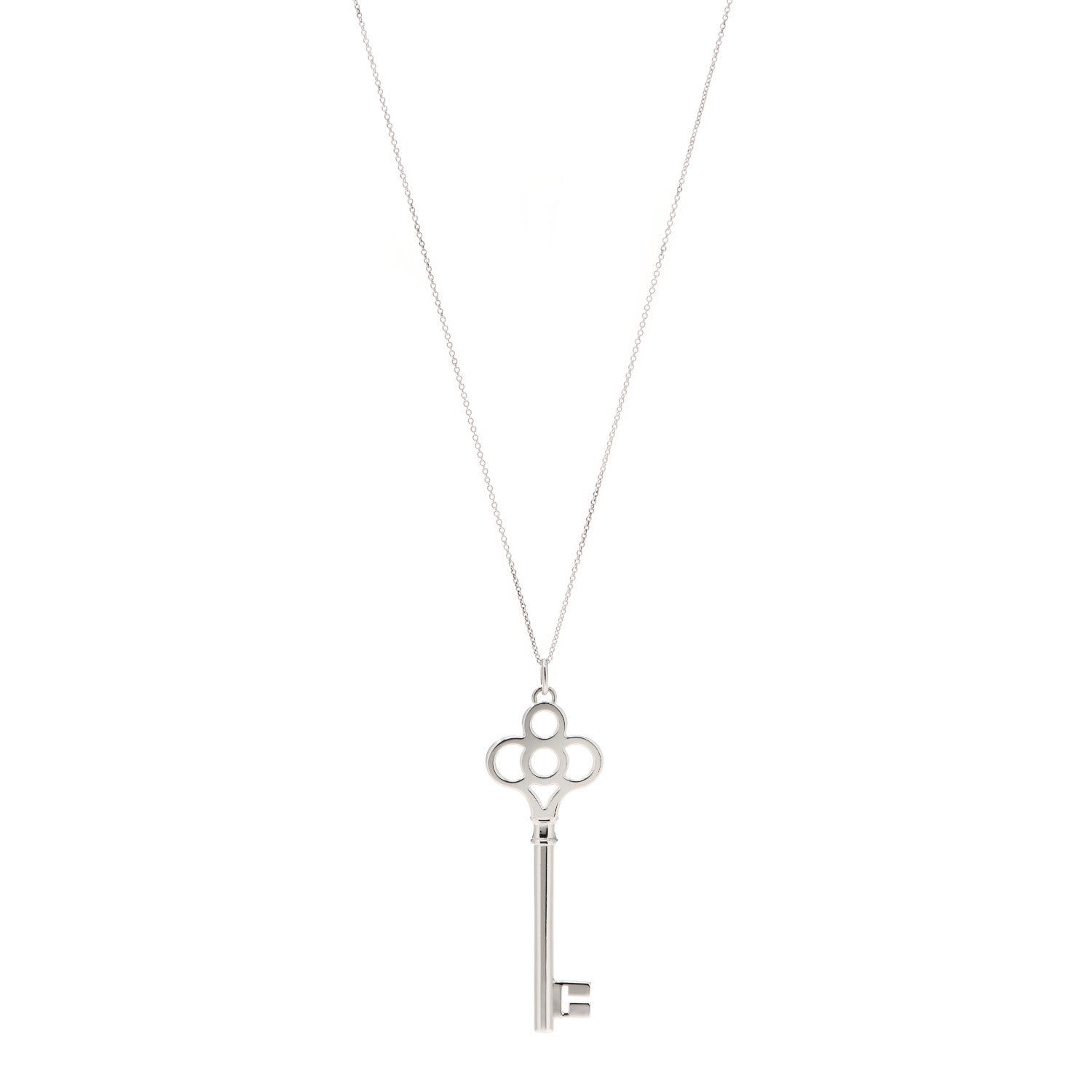 Tiffany Sterling Silver Large Crown Key Pendant Necklace 1 of 7
