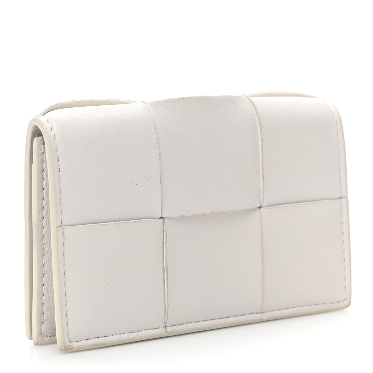 Nappa Maxi Intrecciato Card Holder Wallet White