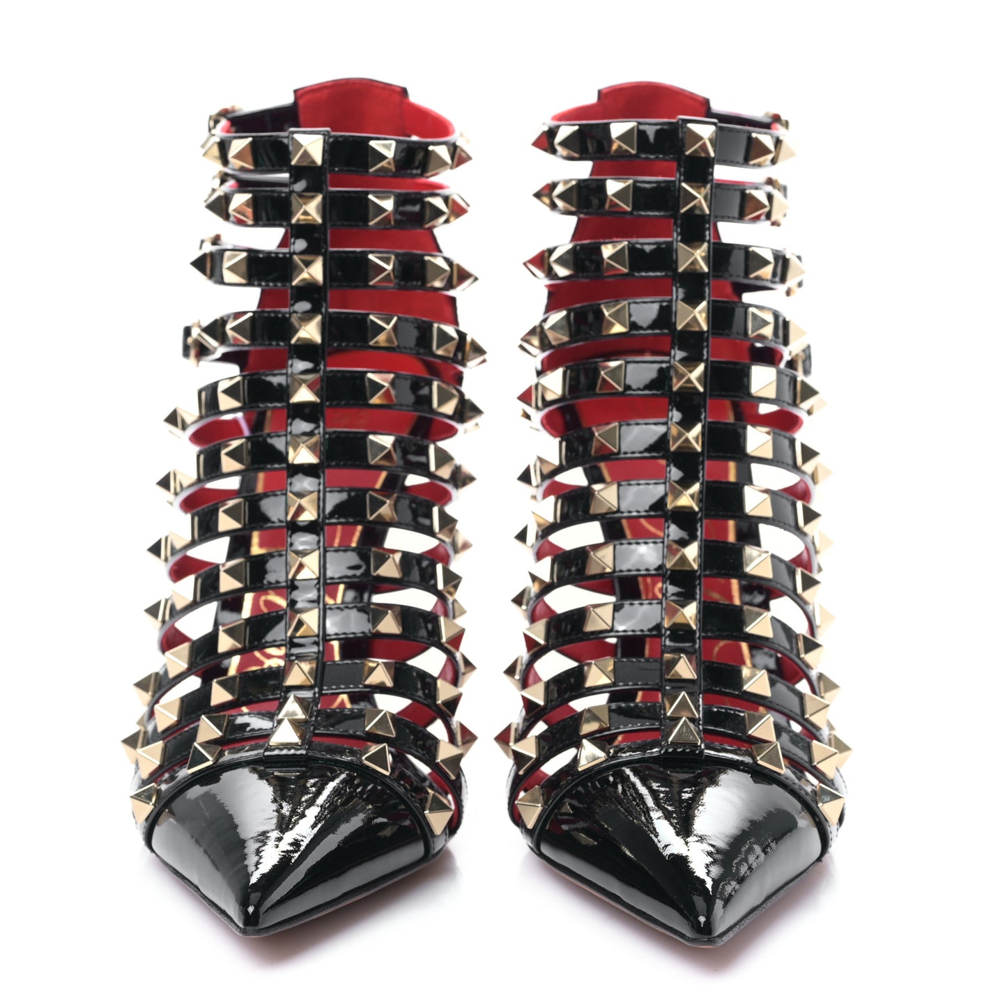 Patent Rockstud Alcove Cage 100mm Booties 39 Black