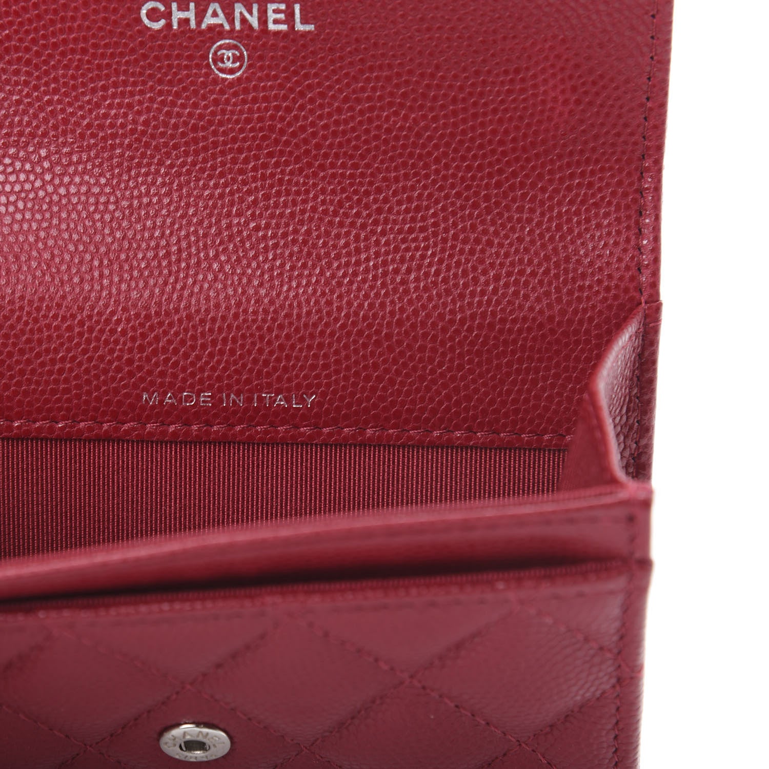 Chanel Caviar Quilted Flap Card Holder Wallet Dark Pink 7 of 9