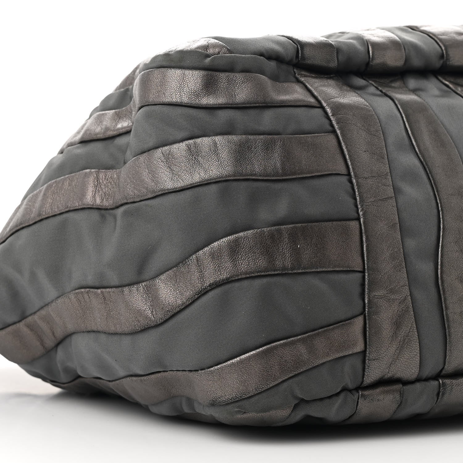 Prada Metallic Nappa Tessuto Nylon Mordore Stripes Tote Ardesia Mord 9 of 10