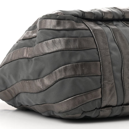 Prada Metallic Nappa Tessuto Nylon Mordore Stripes Tote Ardesia Mord 9 of 10