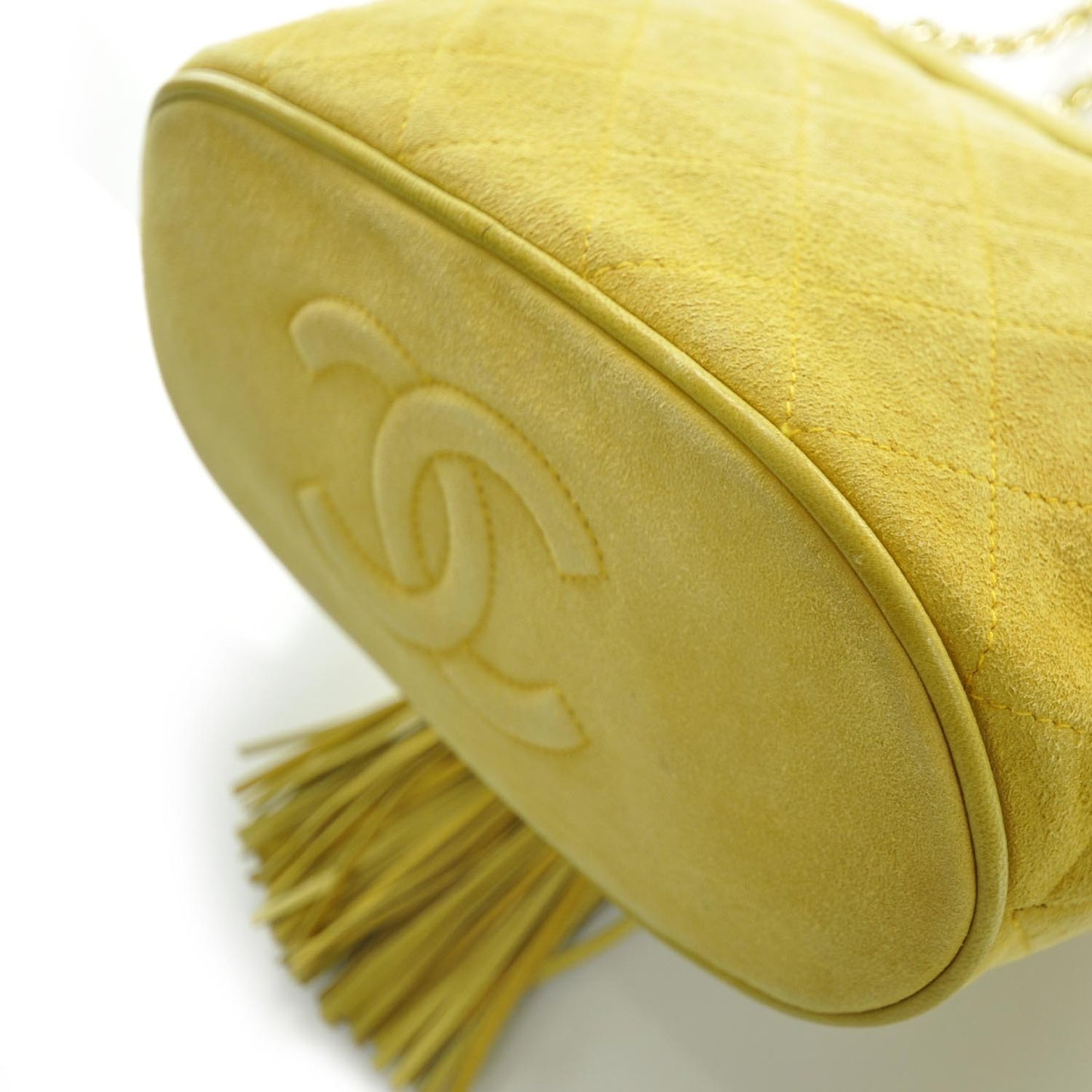 Suede Quilted Tassel Shoulder Bag Yellow