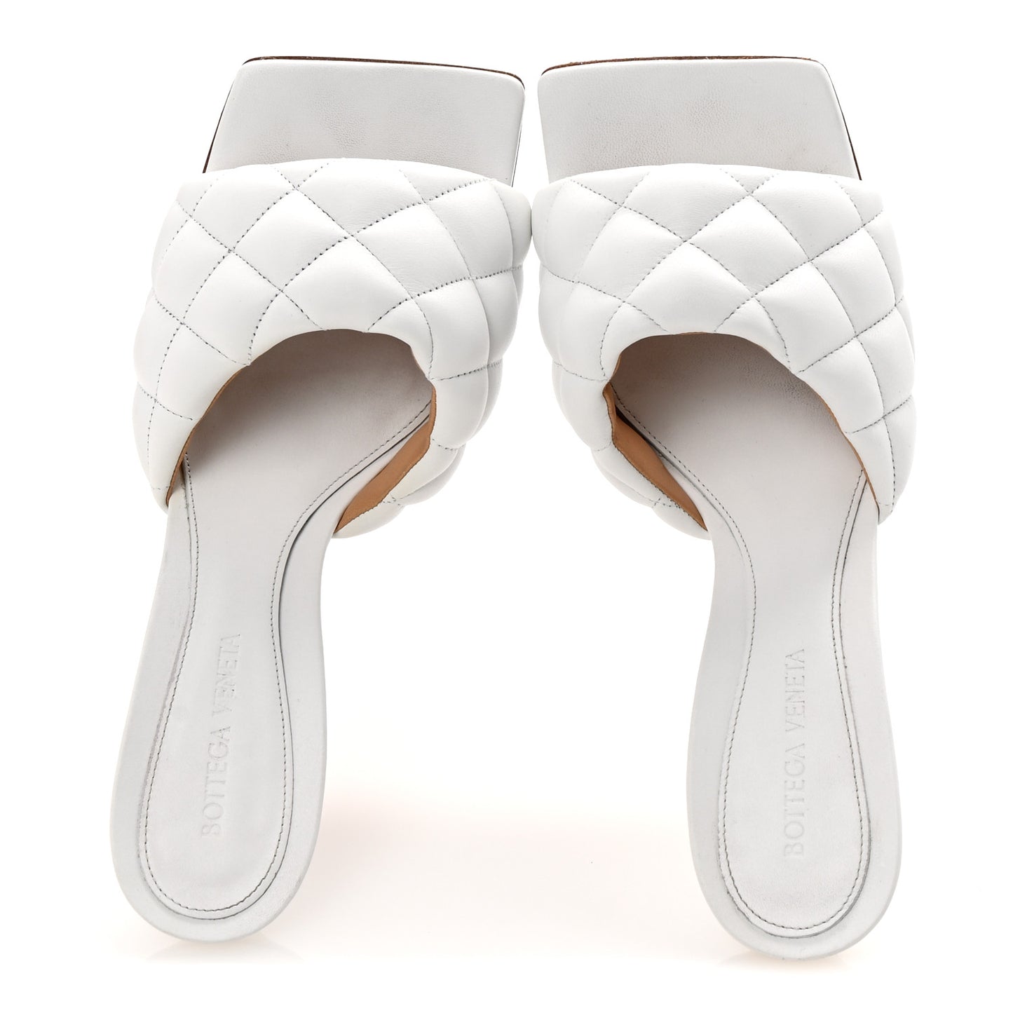Nappa Matelasse Padded Mule Sandals 39.5 Optic White