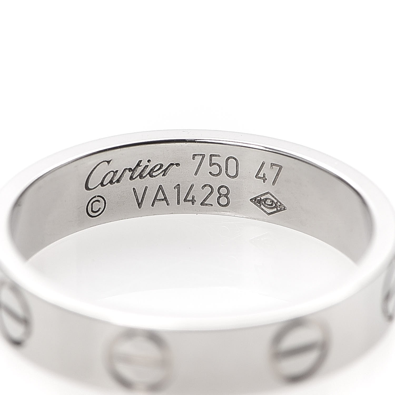 Cartier 18K White Gold 3.5mm LOVE Wedding Band Ring 47 4 4 of 4