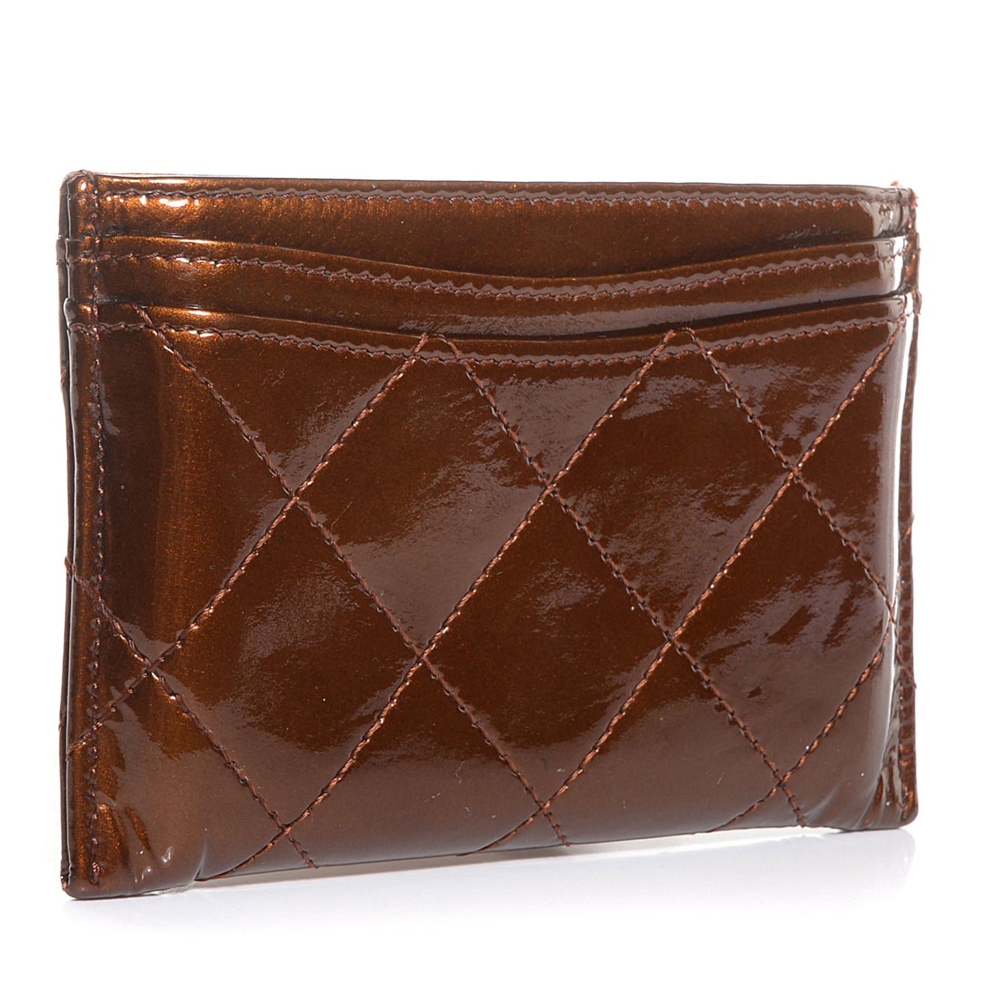 Patent Quilted Card Holder Bronze