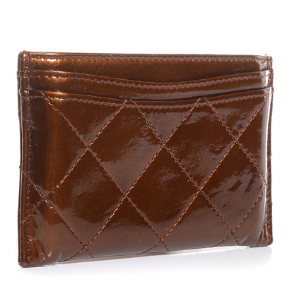 Chanel Patent Quilted Card Holder Bronze 3 of 9