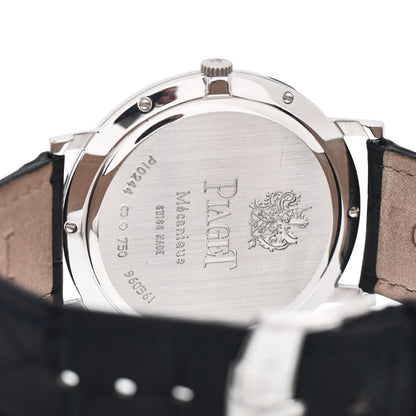Piaget 18K White Gold Alligator Diamond Bezel 38mm Altiplano Manual Winding Watch Navy 4 of 5