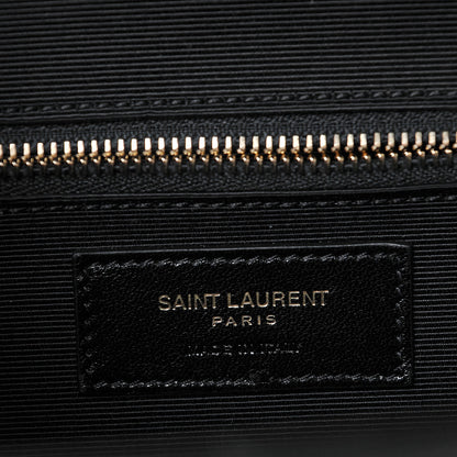 Saint Laurent Grain De Poudre Matelasse Chevron Large Monogram Satchel Black 6 of 7