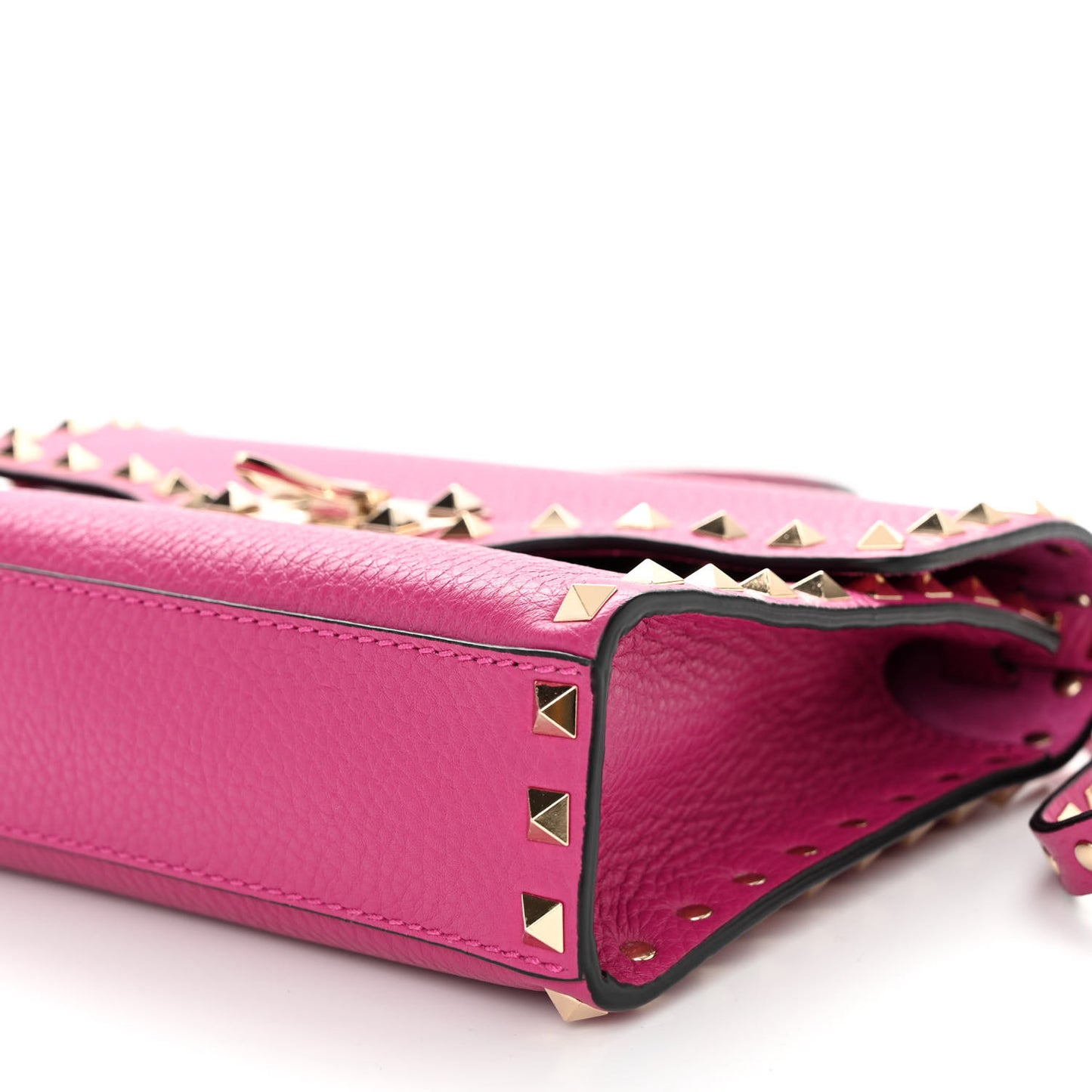 Pebbled Calfskin Medium Rockstud Flip Lock Crossbody Bag Rose Violet