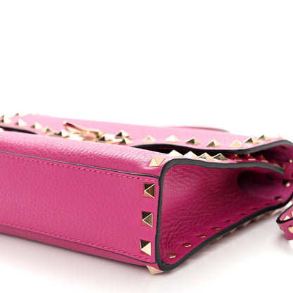 Valentino Garavani Pebbled Calfskin Medium Rockstud Flip Lock Crossbody Bag Rose Violet 9 of 9