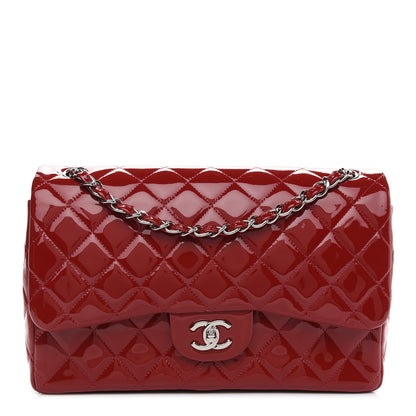Chanel Patent Quilted Jumbo Double Flap Red 1 of 8
