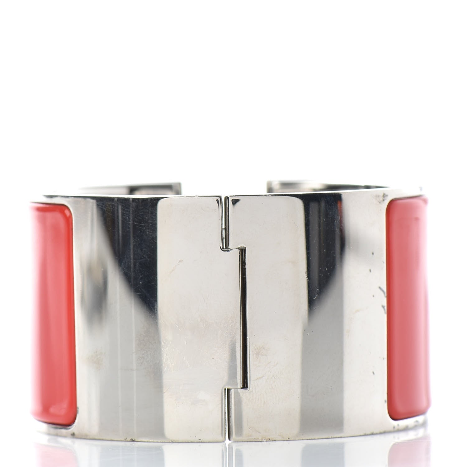 Hermes Enamel Extra Wide Clic Clac H Bracelet PM Blanc Rouge 3 of 4