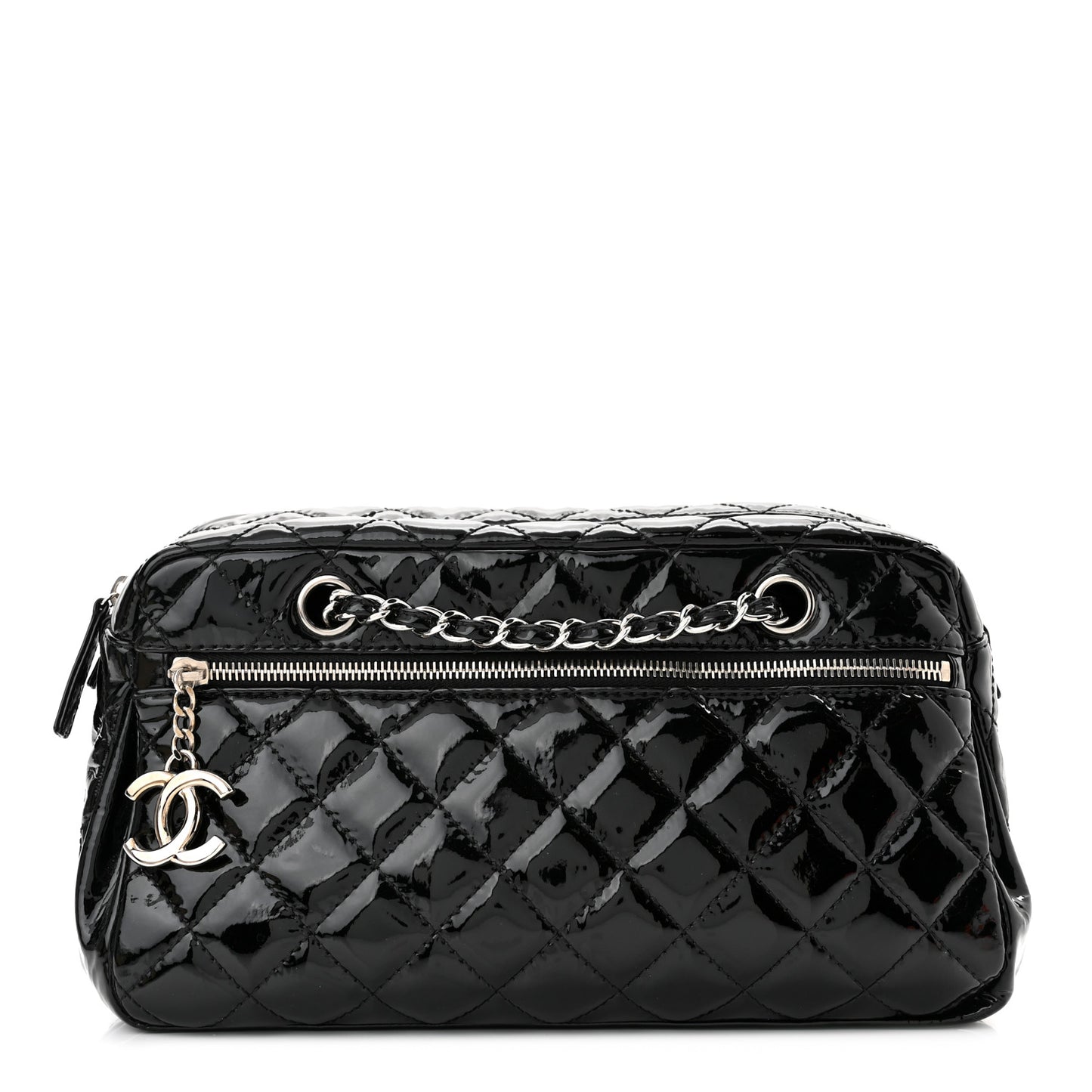 Patent Quilted Bowler Bag Black