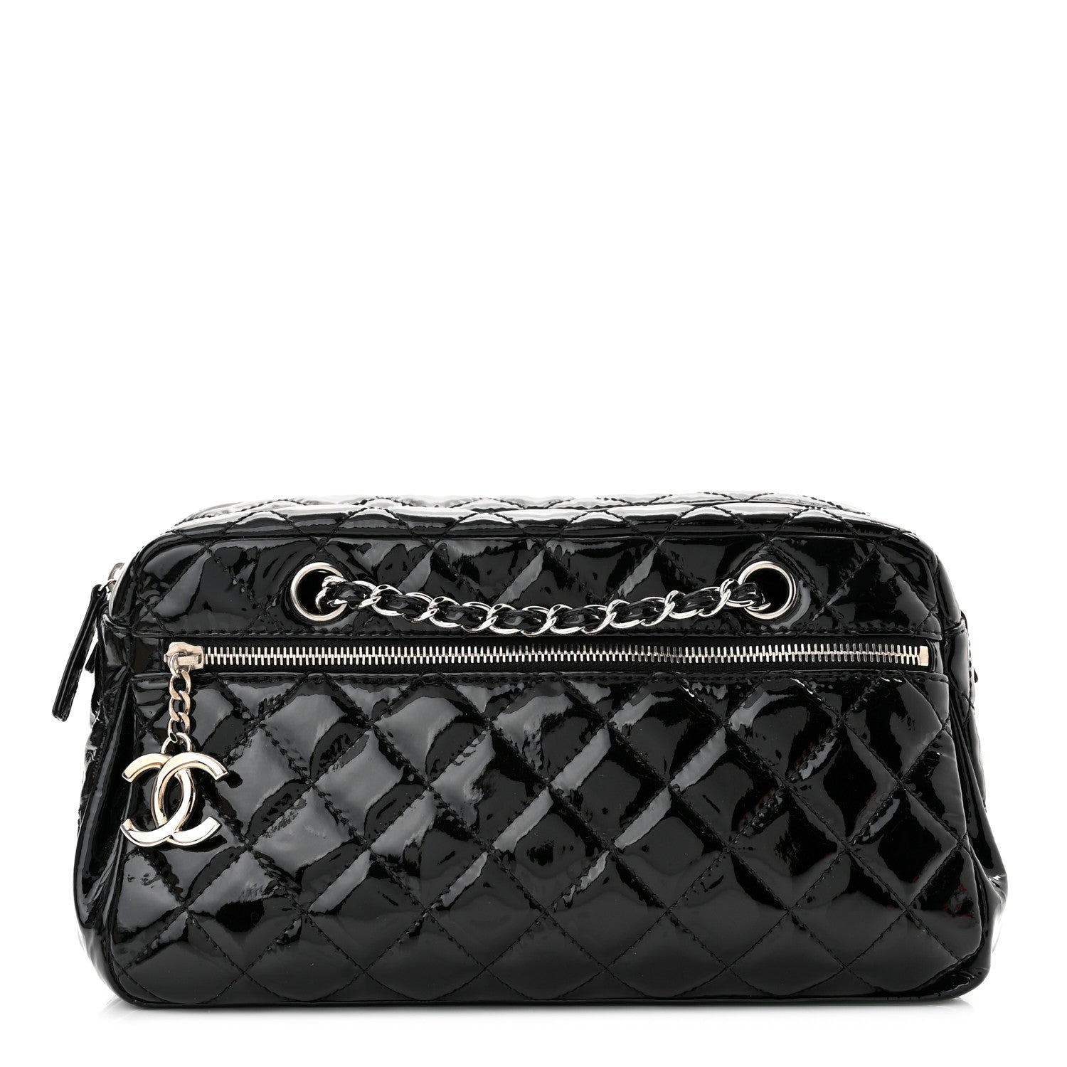 Chanel Patent Quilted Bowler Bag Black 1 of 10