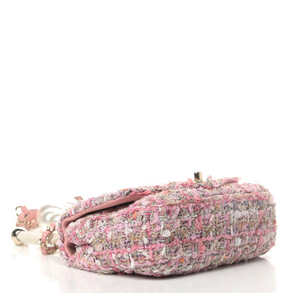 Chanel Tweed Mini Pearl Handle Flap Pink Beige Orange Ecru 3 of 4