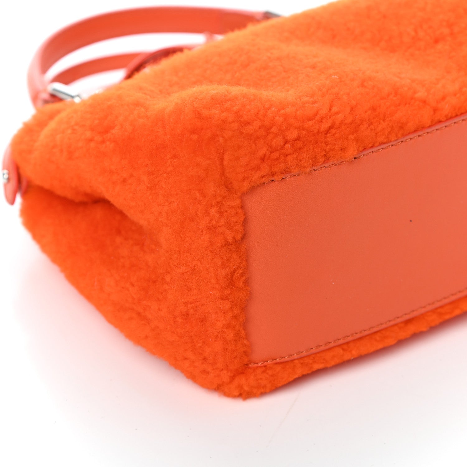 Fendi Shearling Nappa Mini Peekaboo Iconic Satchel Arancio 7 of 8