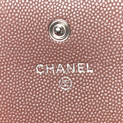 Chanel Metallic Caviar Chevron Quilted Vintage Mademoiselle Flap Card Holder Pink 6 of 12