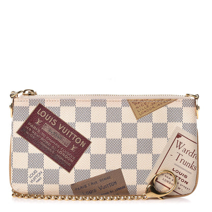 Louis Vuitton Damier Azur Trunks Labels Pochette Milla MM 1 of 9