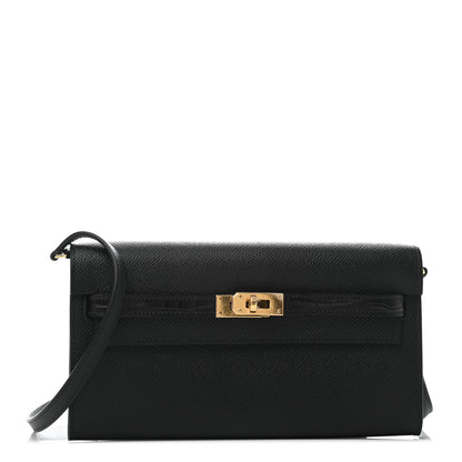 Hermes Epsom Matte Alligator Touch Kelly Wallet To Go Black 1 of 9