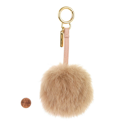 Fendi Fox Fur Vitello Elite Bi-Color Pom Pom Bag Charm Rosa Cammello Cipria 2 of 4