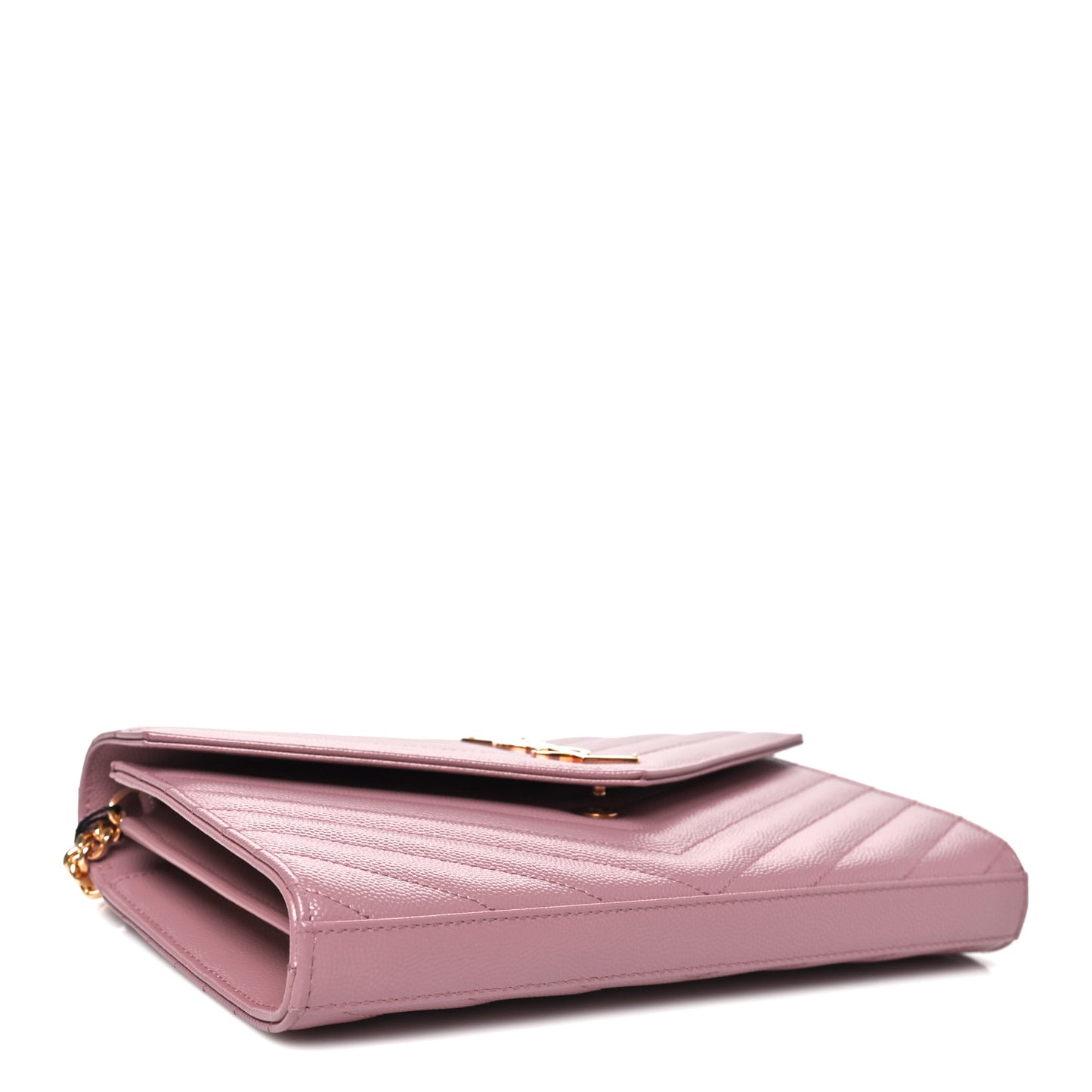 Grain De Poudre Matelasse Chevron Monogram Chain Wallet Fuxia Couture