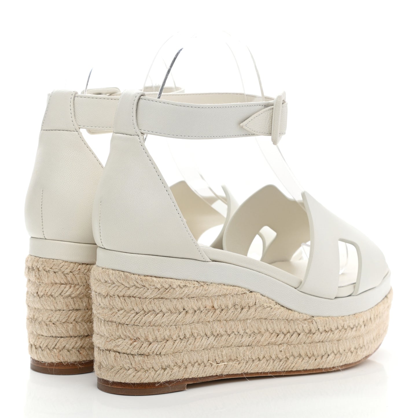 Goatskin Elda Espadrille Wedge Sandals 36 White