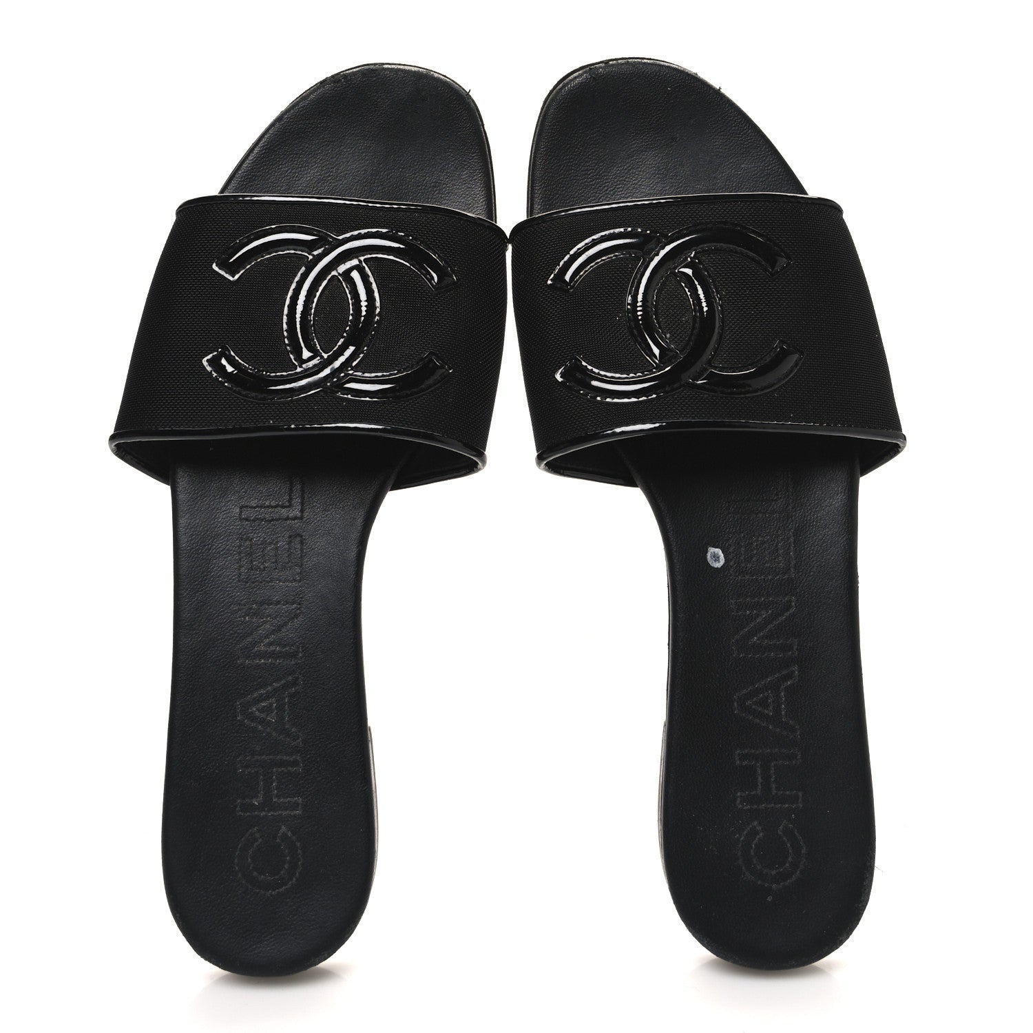 Chanel Mesh Patent Calfskin CC Mules 36.5 Black 2 of 12