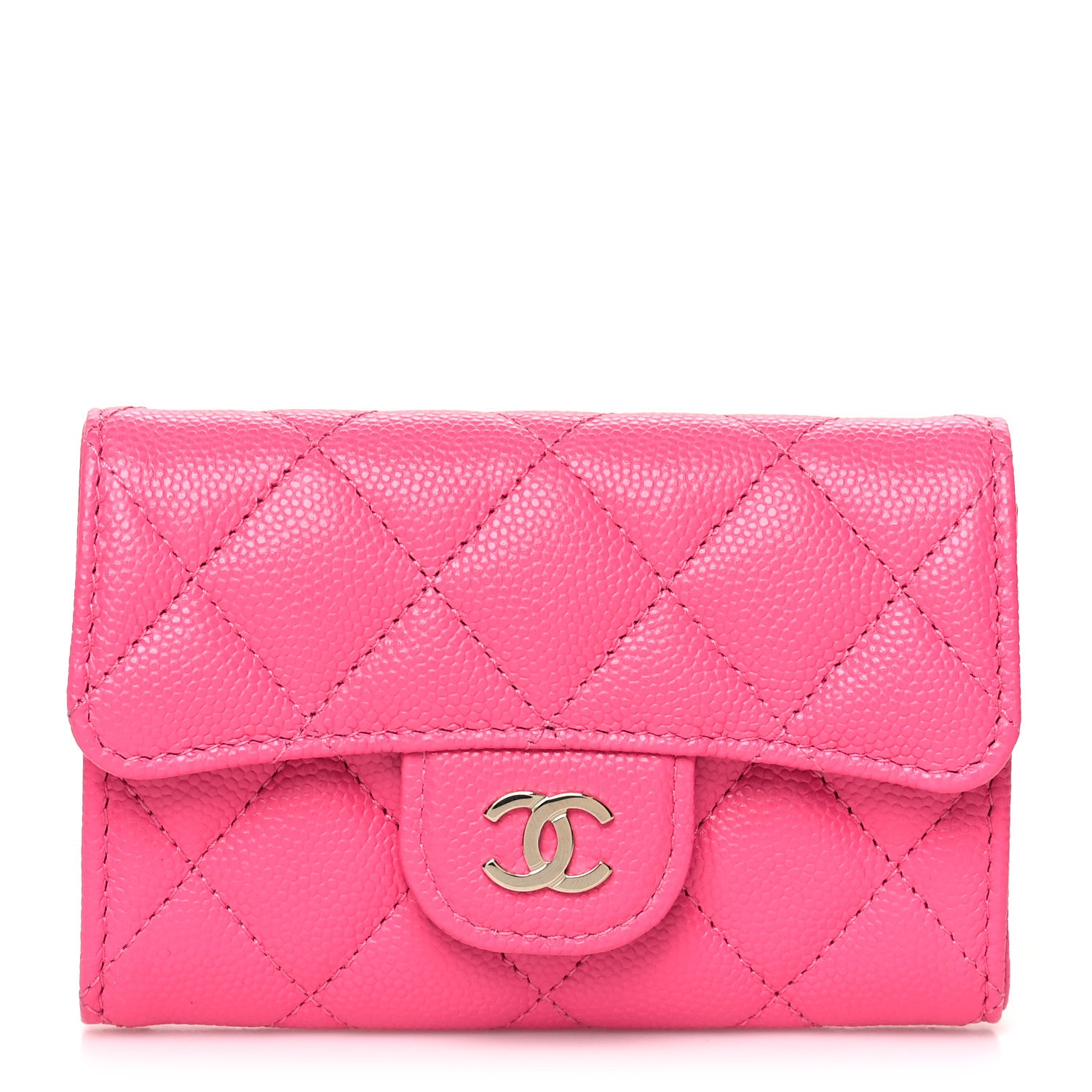 Chanel Caviar Quilted Flap Card Holder Wallet Pink 1 of 10