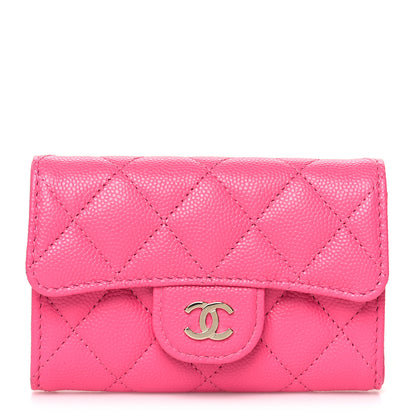 Chanel Caviar Quilted Flap Card Holder Wallet Pink 1 of 10