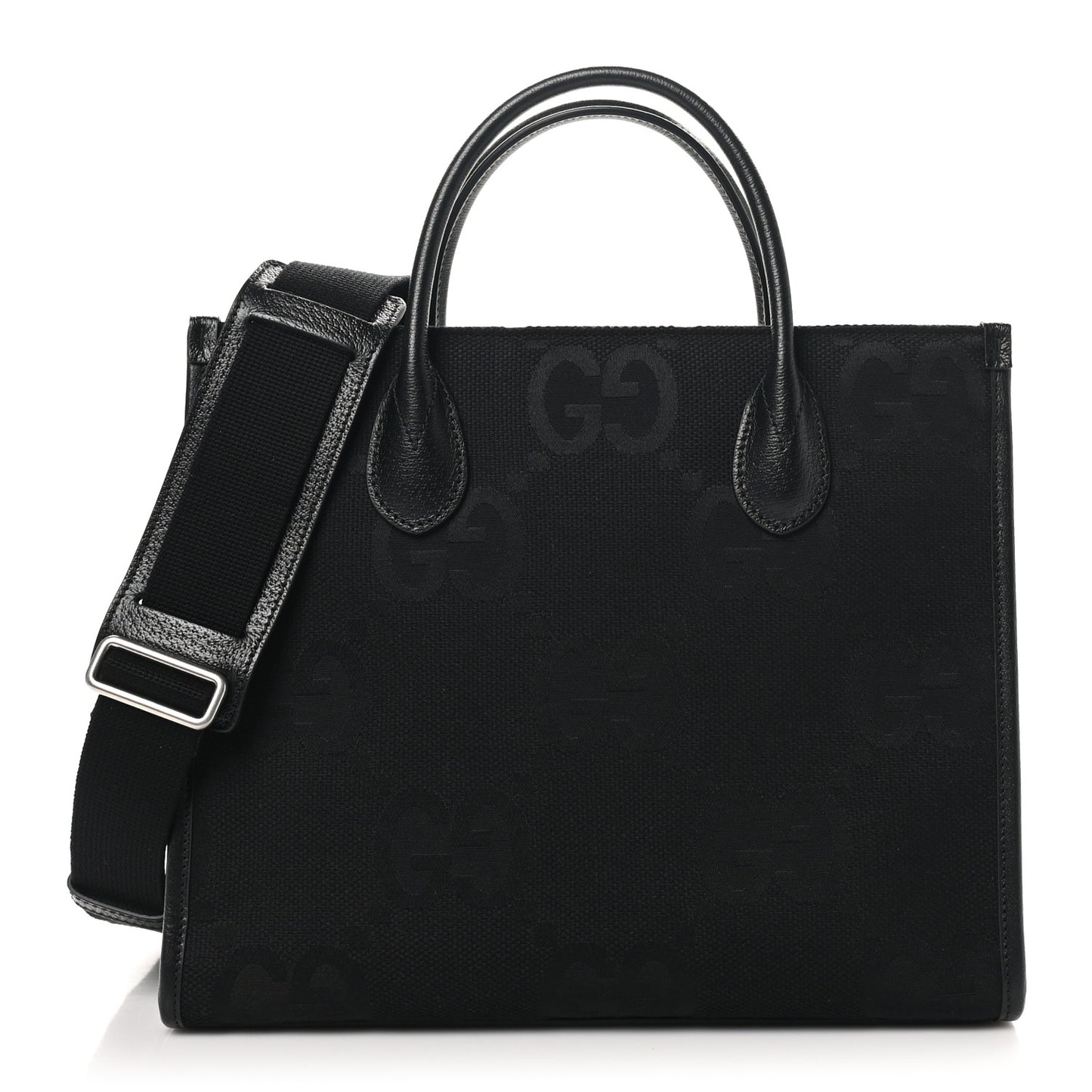 Monogram Jumbo GG Textured Dollar Calfskin Tote Bag Black