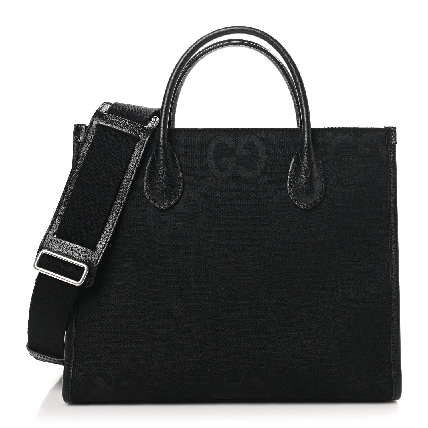 Gucci Monogram Jumbo GG Textured Dollar Calfskin Tote Bag Black 1 of 10