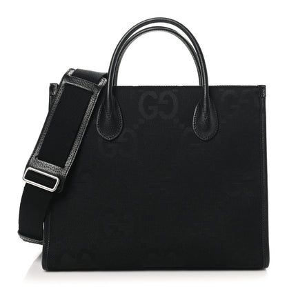 Gucci Monogram Jumbo GG Textured Dollar Calfskin Tote Bag Black 1 of 10