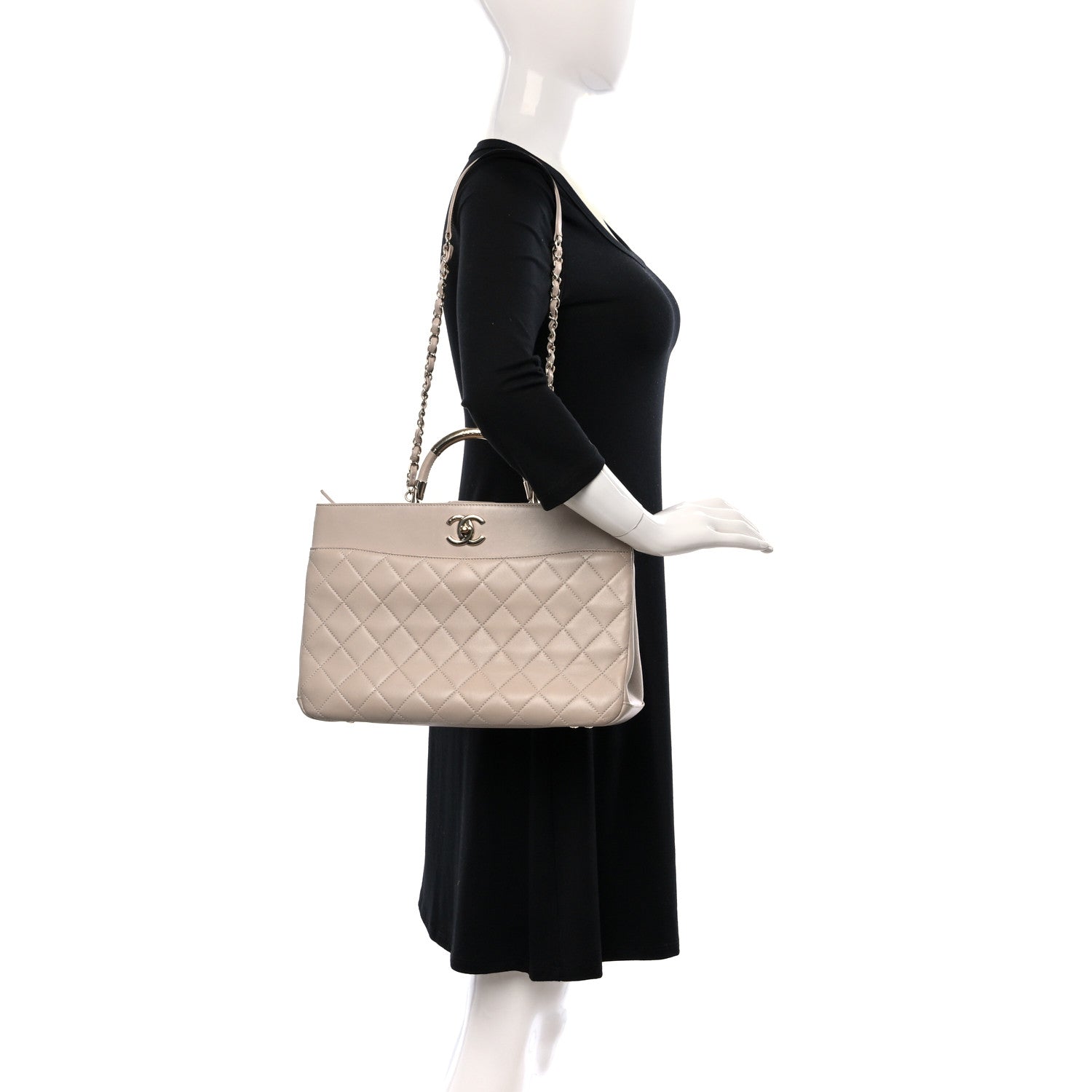 Chanel Lambskin Large Carry Chic Shopping Tote Beige 2 of 12