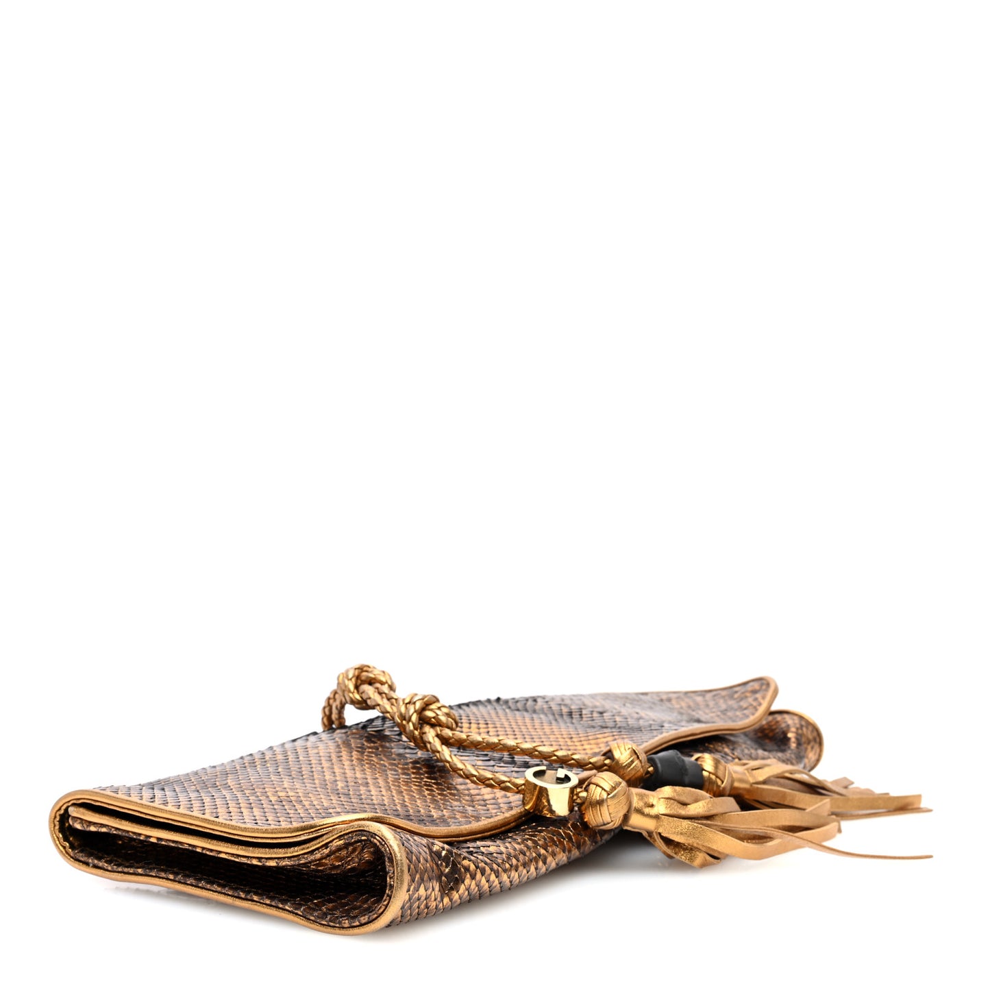 Metallic Snakeskin Malika Clutch Gold