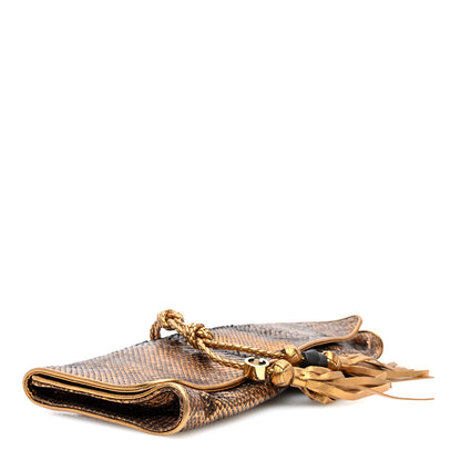Gucci Metallic Snakeskin Malika Clutch Gold 4 of 8