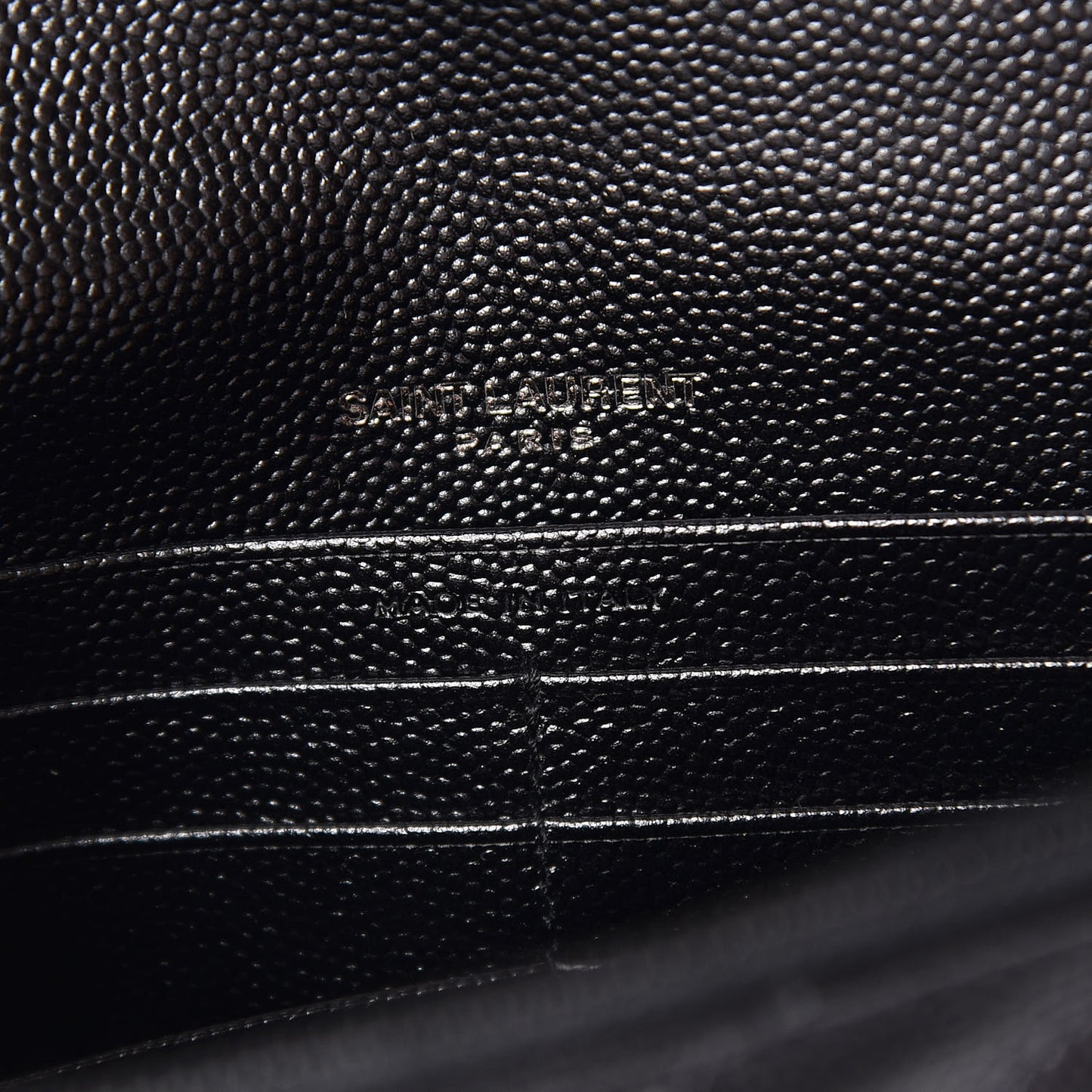 Grain De Poudre Matelasse Chevron Monogram Envelope Chain Wallet Black