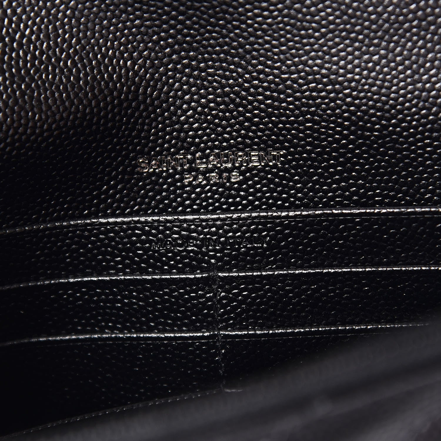 Saint Laurent Grain De Poudre Matelasse Chevron Monogram Envelope Chain Wallet Black 6 of 10