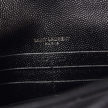 Saint Laurent Grain De Poudre Matelasse Chevron Monogram Envelope Chain Wallet Black 6 of 10