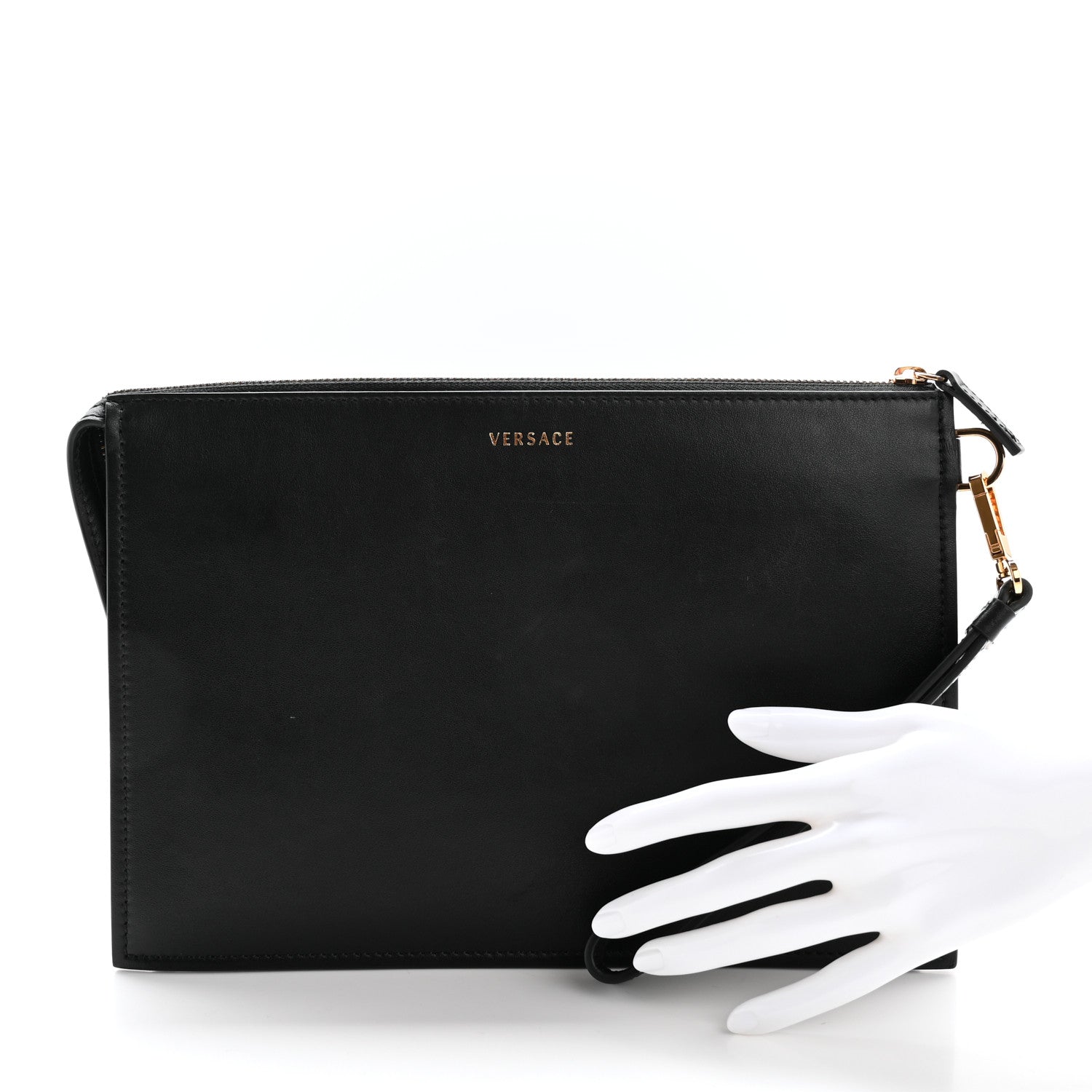 Versace Vitello Palazzo Medusa Stud Wristlet Bag Black 2 of 10